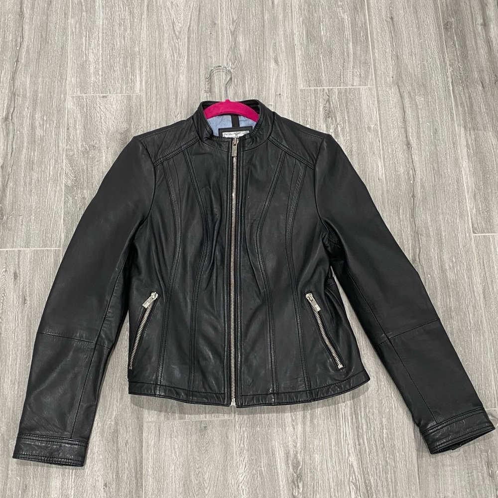 Black Rivet Black Leather Jacket in Medium